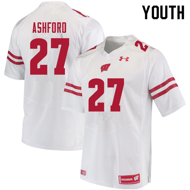 Youth #27 Al Ashford Wisconsin Badgers College Football Jerseys Sale-White - Click Image to Close